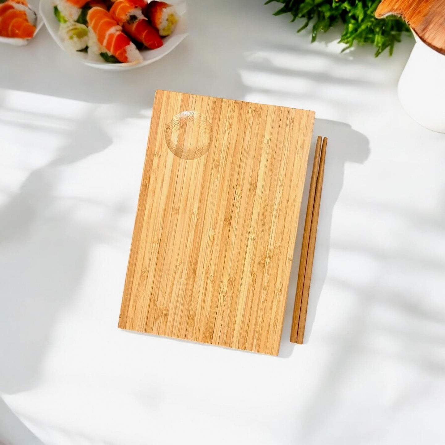 Bamboo Sushi Serving Plate &amp; Chopsticks | Reusable Eco-Friendly Sushi Set