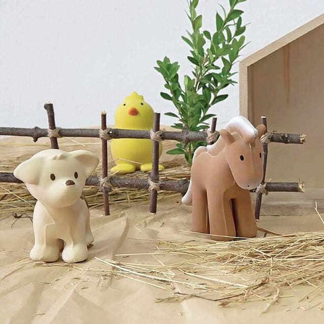 Tikiri Toys LLC - Puppy Natural Organic Rubber Teether, Rattle &amp; Bath Toy