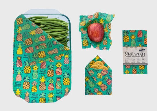 Beeswax Food Wrap – Pineapple Print | Reusable Organic Cotton Wraps