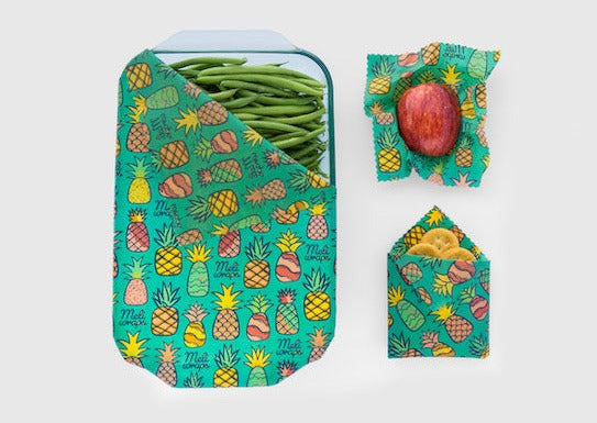 Beeswax Food Wrap – Pineapple Print | Reusable Organic Cotton Wraps