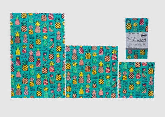 Beeswax Food Wrap – Pineapple Print | Reusable Organic Cotton Wraps