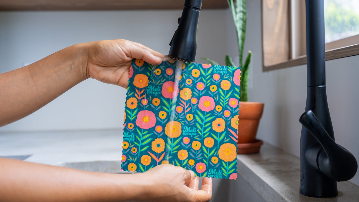 Beeswax Food Wrap – Fall Bloom Print | Reusable Organic Beeswax Wraps for Food Storage (Small, Medium & Large)