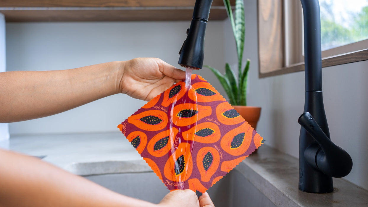 Beeswax Food Wrap – Purple Papaya Print | Reusable Organic Cotton Wraps