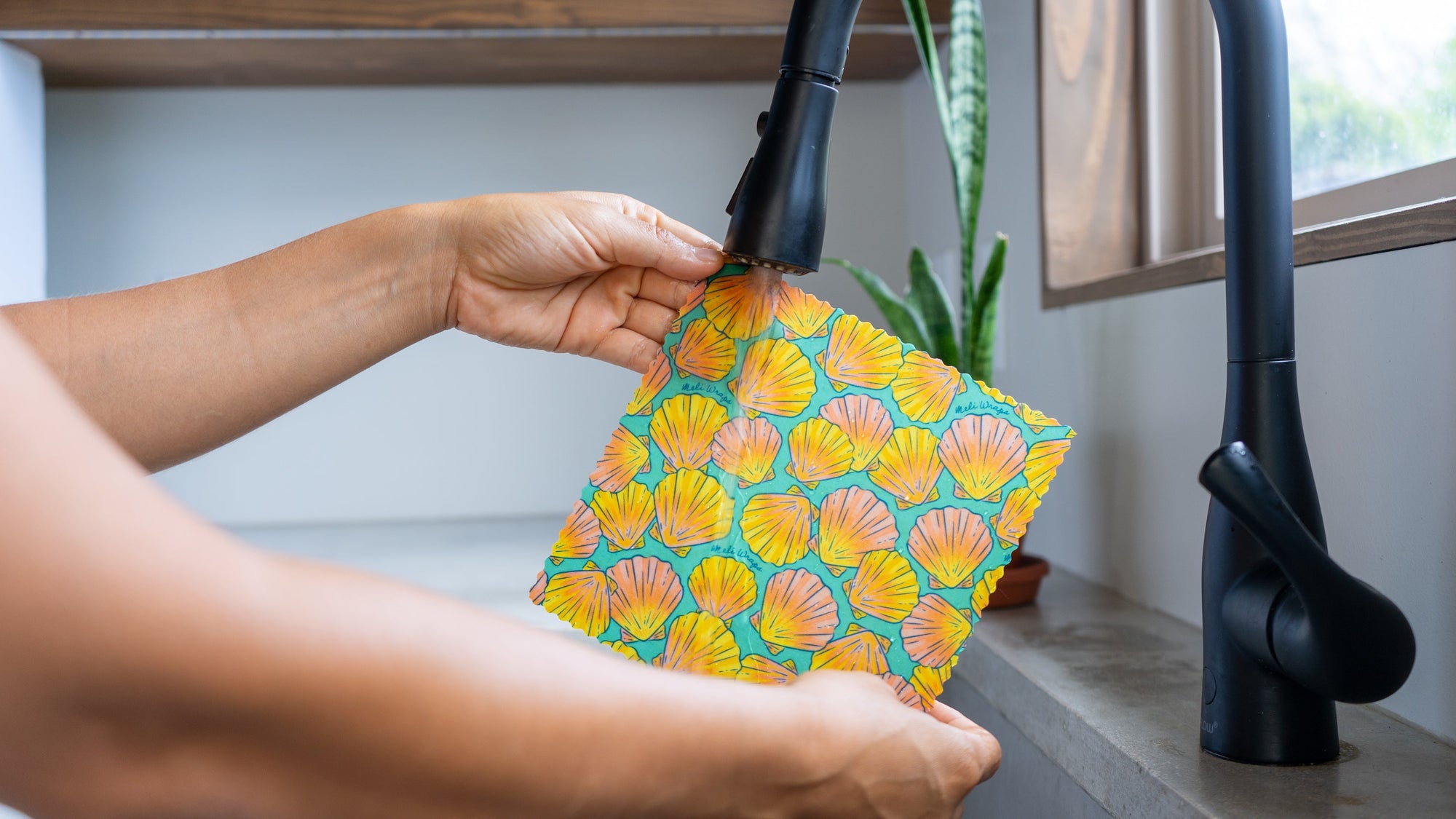 Beeswax Food Wrap – Sunrise Shell Print | Reusable Organic Cotton Wraps