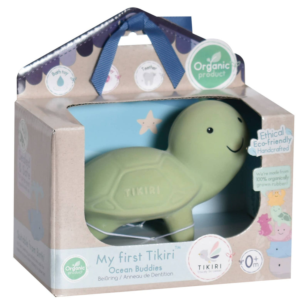 Organic Rubber Turtle Teether, Rattle & Bath Toy