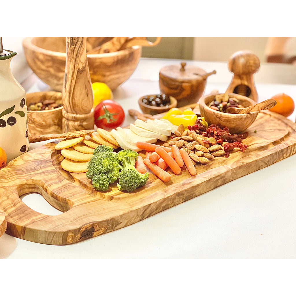 Natural OliveWood - Olive Wood Charcuterie Board - Includes Juice Well