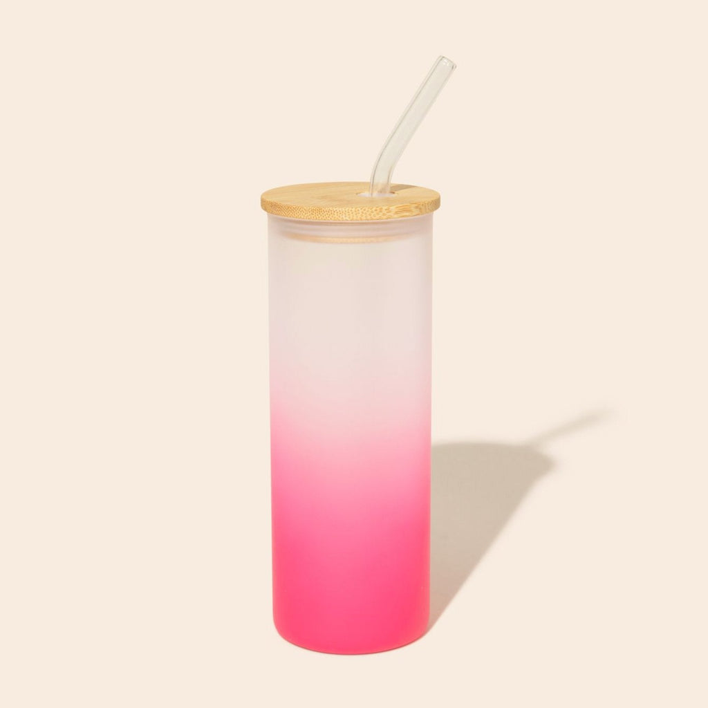 Colored Glass Tumbler with Glass Straw | Reusable Eco-Friendly Drinking Cup