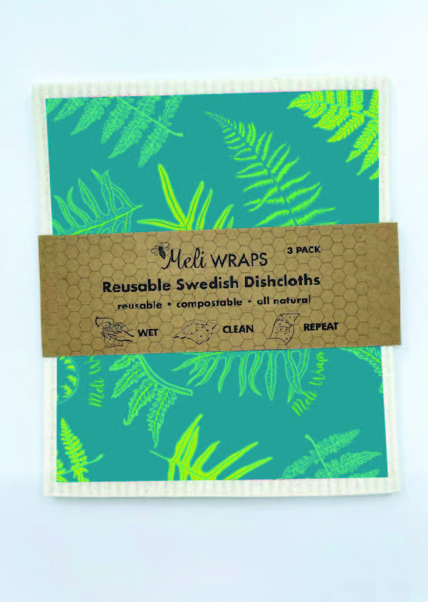 Fern Swedish Dish Cloth Set of 3 | Eco-Friendly Reusable Cleaning Cloths
