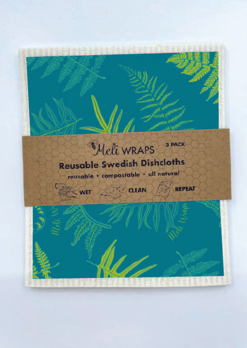 Fern Swedish Dish Cloth Set of 3 | Eco-Friendly Reusable Cleaning Cloths
