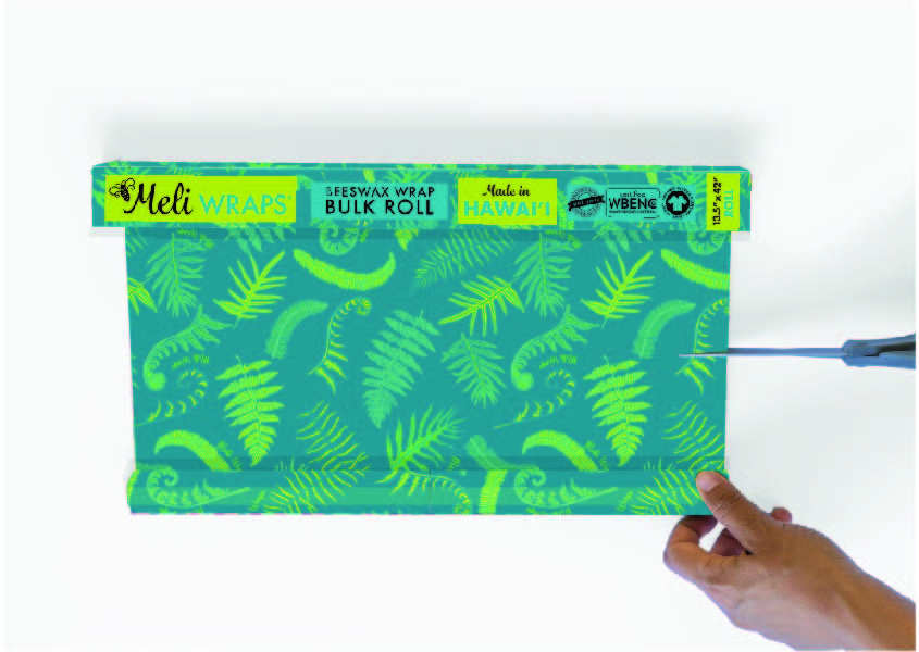 Beeswax Wrap Bulk Roll – Fern Print (13.5" × 42") | Reusable Organic Beeswax Food Wrap
