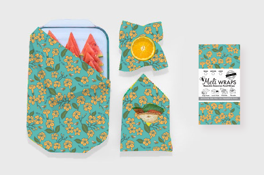 Beeswax Food Wrap - Puakenikeni Print | Reusable Eco-Friendly Food Storage