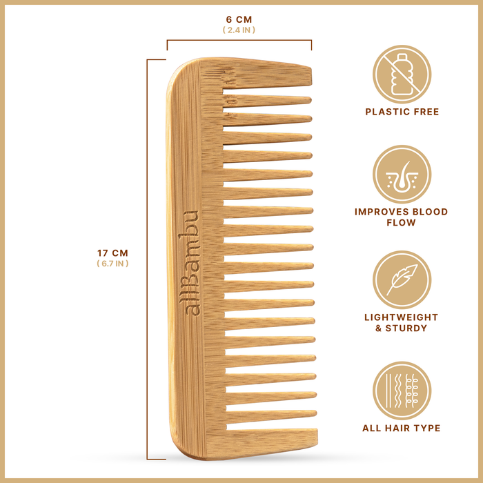 allBambu Inc - Bamboo Wide Tooth Comb