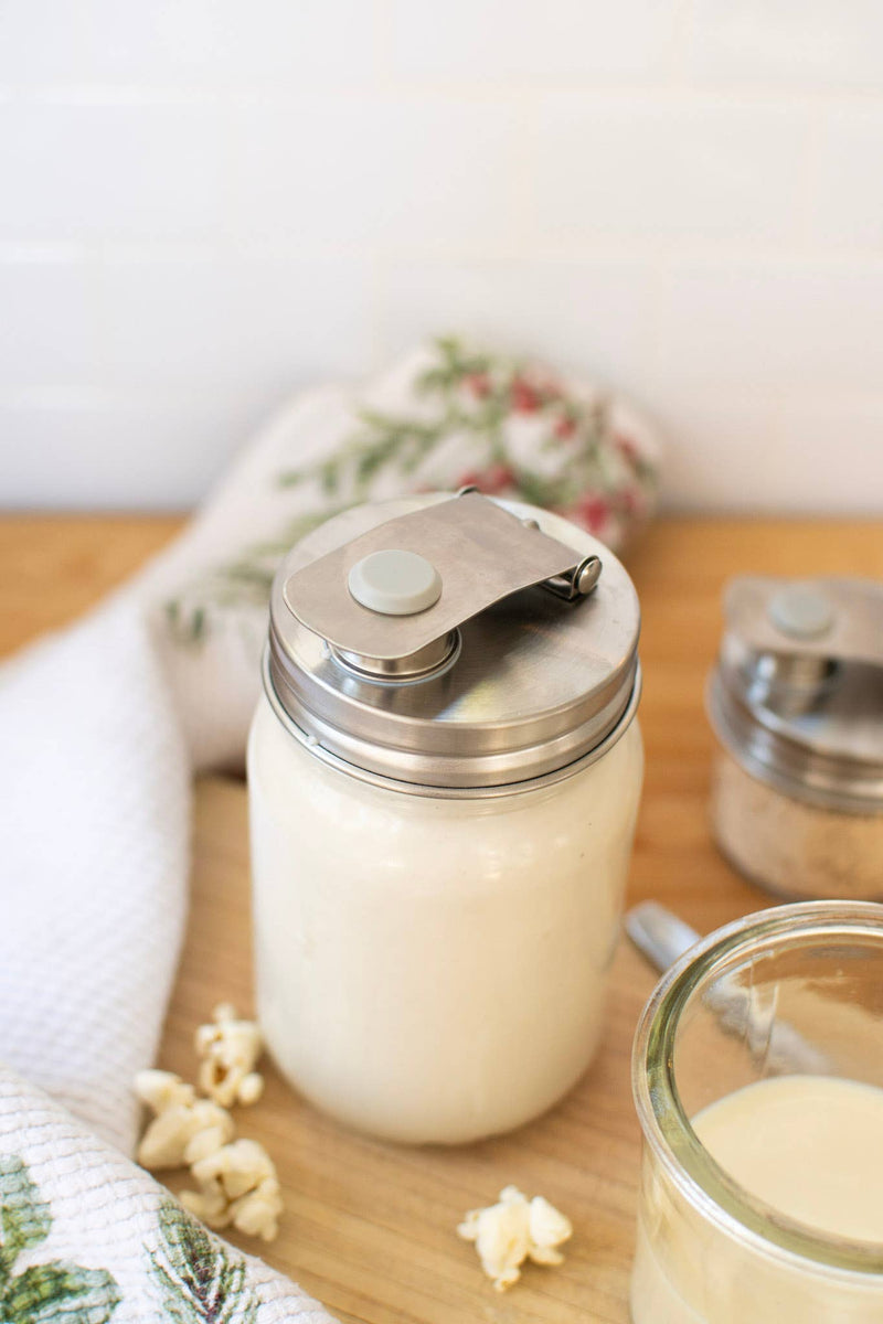 Stainless Steel Pourable Jar Lid (Regular Mouth) | Reusable Mason Jar Pour Lid