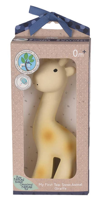 Tikiri Toys LLC - Giraffe Natural Organic Rubber Teether, Rattle & Bath Toy