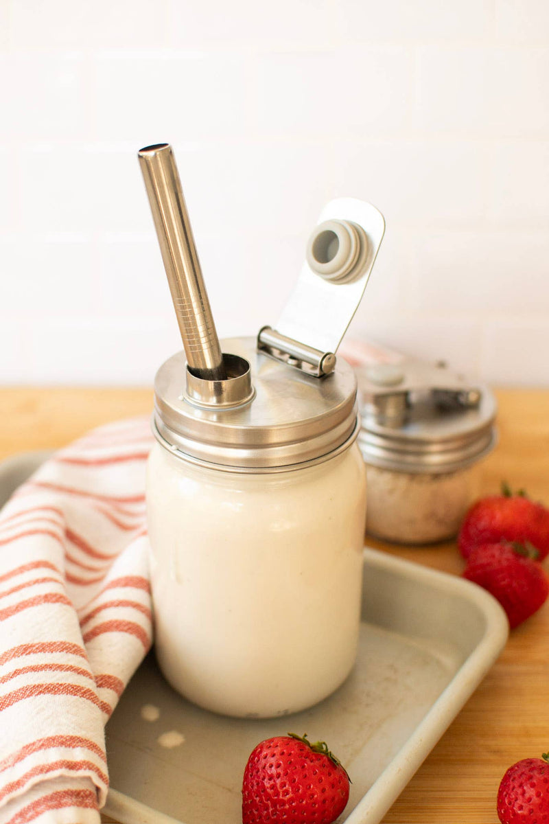Pourable Jar Lid – Wide Mouth | Stainless Steel Mason Jar Pour Lid | Plastic-Free Kitchen Storage