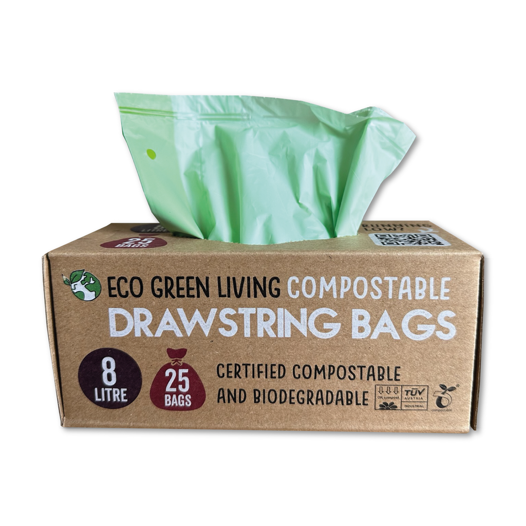 Compostable Drawstring Bin Bags | 2 Gallon (25 bags)