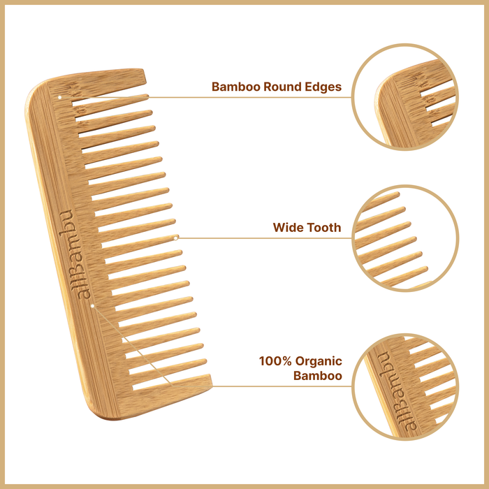 allBambu Inc - Bamboo Wide Tooth Comb