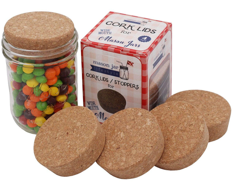 Cork Lid / Stopper for Mason Jars 4 Pack