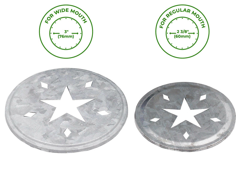 Star Cutout Galvanized Metal Lid Inserts for Mason Jars 10 Pack