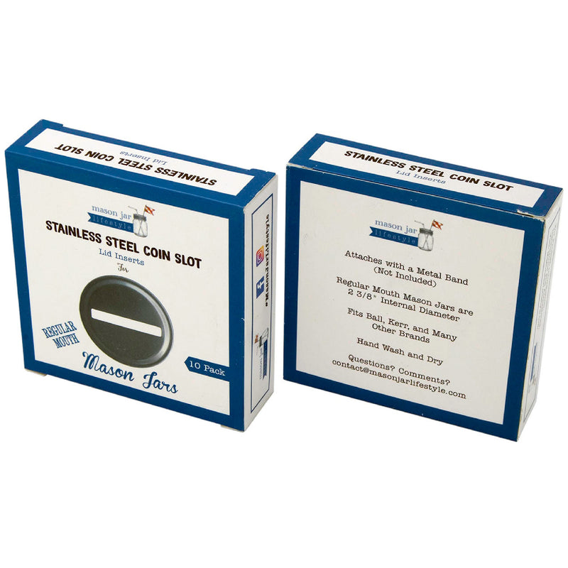 Coin Slot Bank Stainless Steel Lid Inserts for Mason Jars 10 Pack