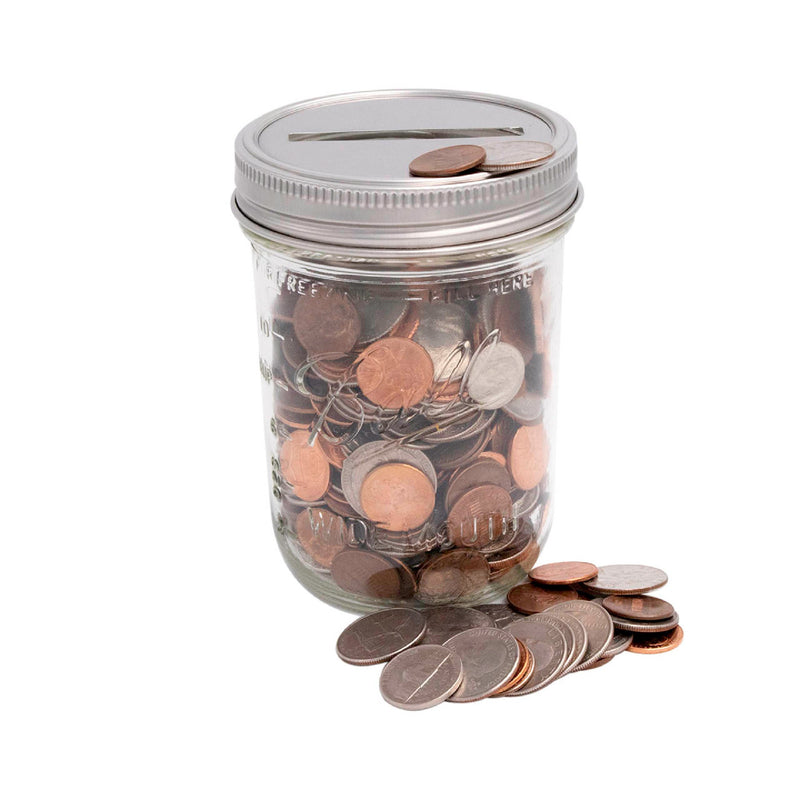 Coin Slot Bank Stainless Steel Lid Inserts for Mason Jars 10 Pack