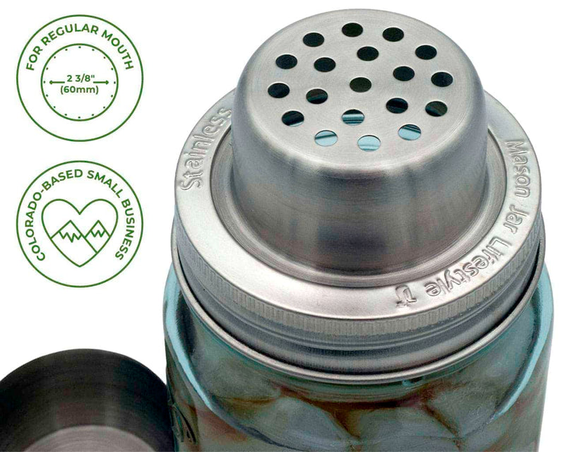 Mason Shaker Cocktail Shaker Lid with Stainless Steel Band