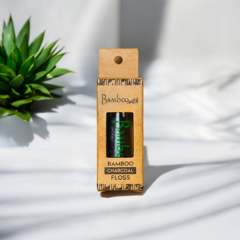Bamboo Charcoal Floss in Glass Container