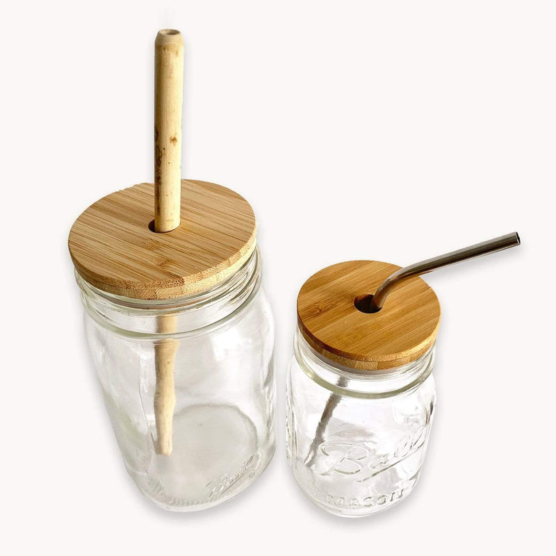 Bamboo Mason Jar Lid – Reusable Snap-On Lid with Straw Hole | Plastic-Free, Sustainable & Drinkware