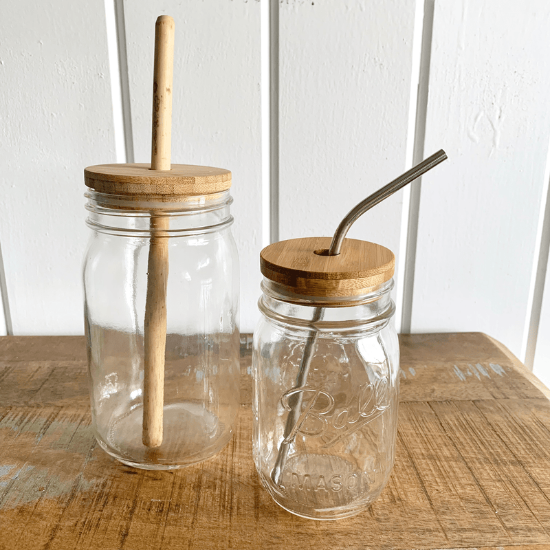 Bamboo Mason Jar Lid – Reusable Snap-On Lid with Straw Hole | Plastic-Free, Sustainable & Drinkware