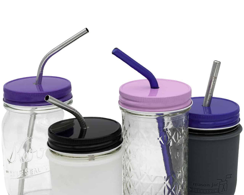 Painted Metal Straw Hole Tumbler Lids for Regular Mouth Mason Jars