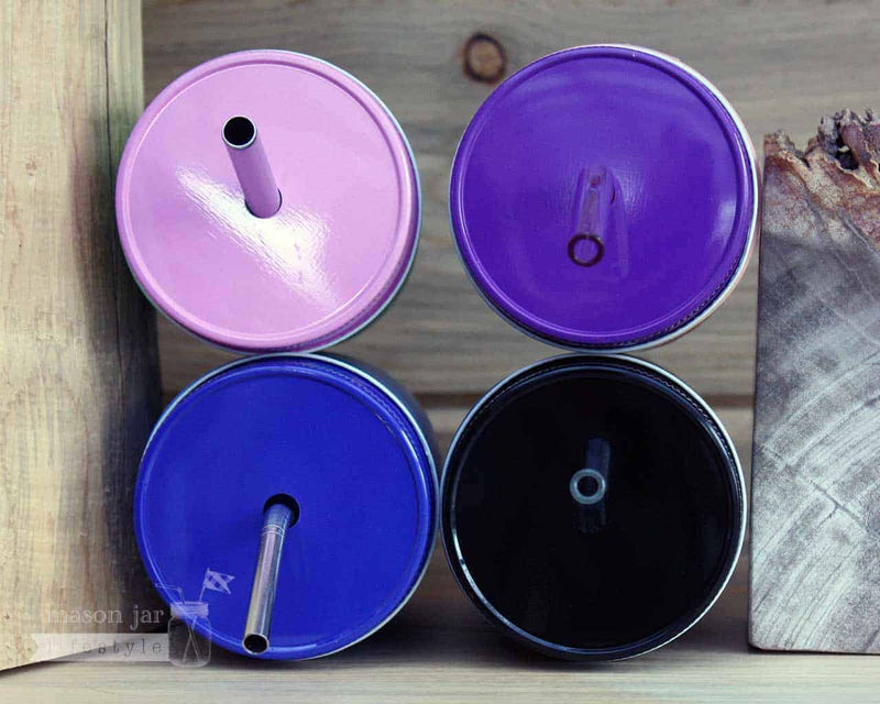 Painted Metal Straw Hole Tumbler Lids for Regular Mouth Mason Jars