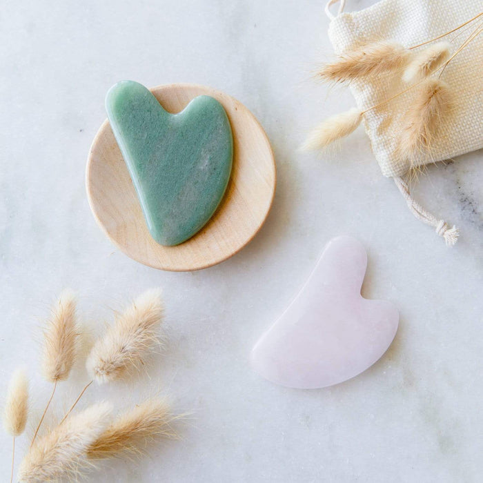 Gua Sha Facial Tool – Jade or Rose Quartz | Natural, Plastic-Free & Skincare