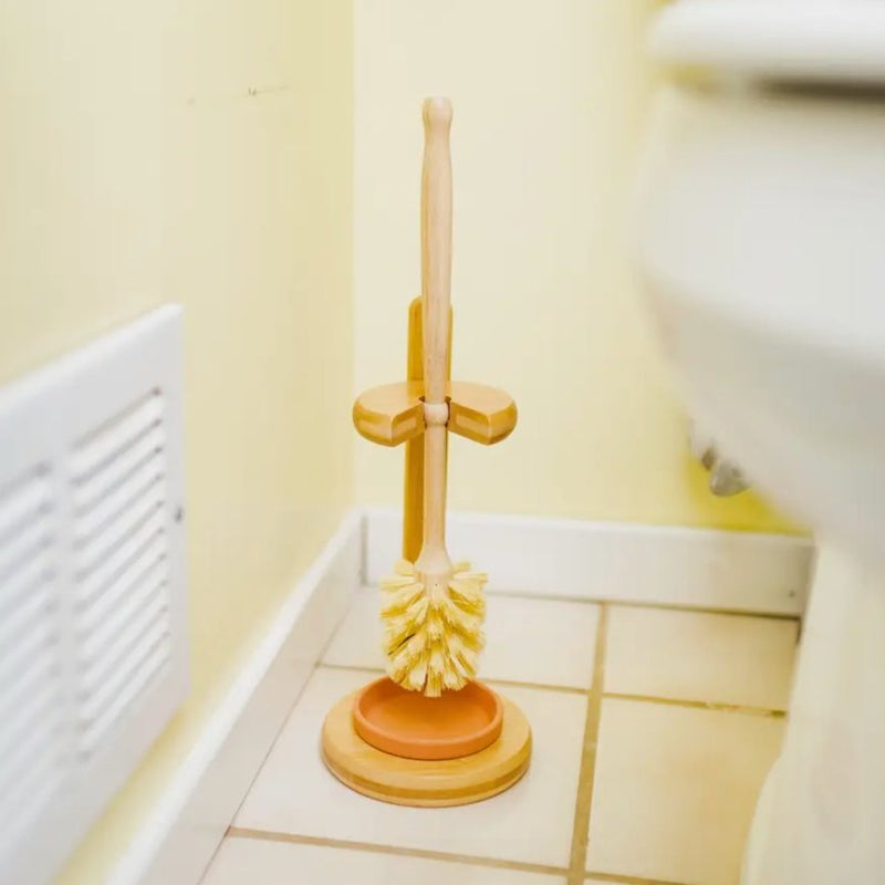 Bamboo Toilet Bowl Cleaning Brush & Stand