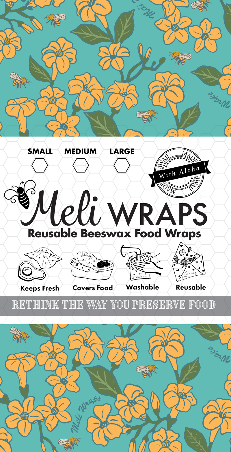 Beeswax Food Wrap - Puakenikeni Print | Reusable Eco-Friendly Food Storage