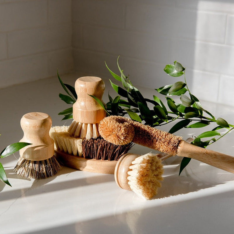 Dish Brush Kit – 5-Piece Bamboo & Plant Fiber Cleaning Set | Plastic-Free, Compostable & Eco-Friendly Kitchen Essentials
