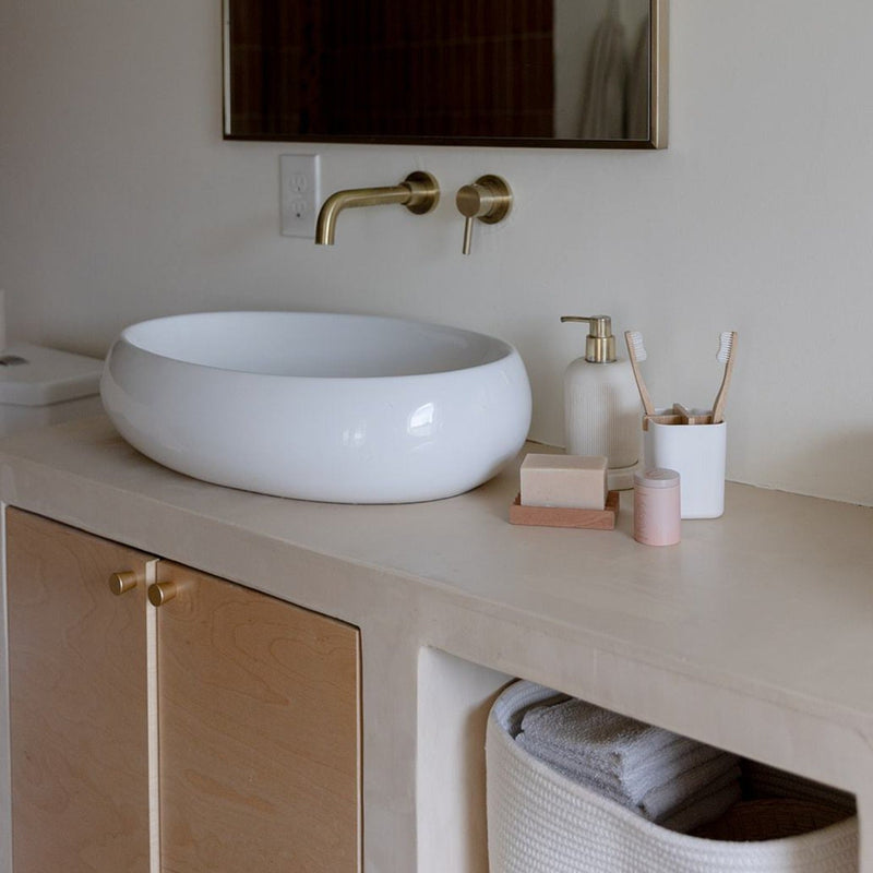 Brush Holder – Bamboo Fiber & Corn Starch | Plastic-Free Toothbrush Holder in White or Black