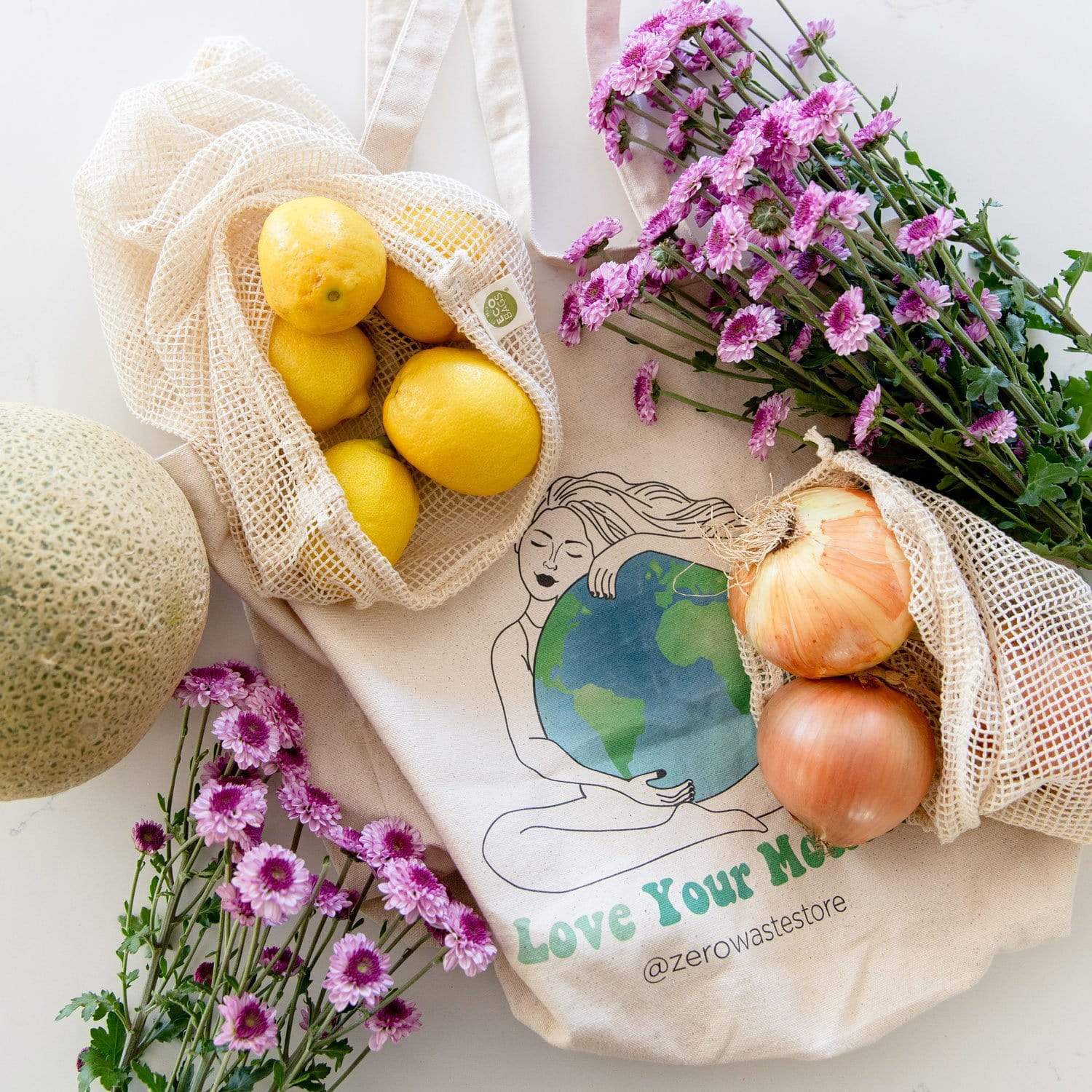 Tote Bag Kit – Organic Cotton Bags | Reusable, Washable &amp; Plastic-Free Grocery Essentials