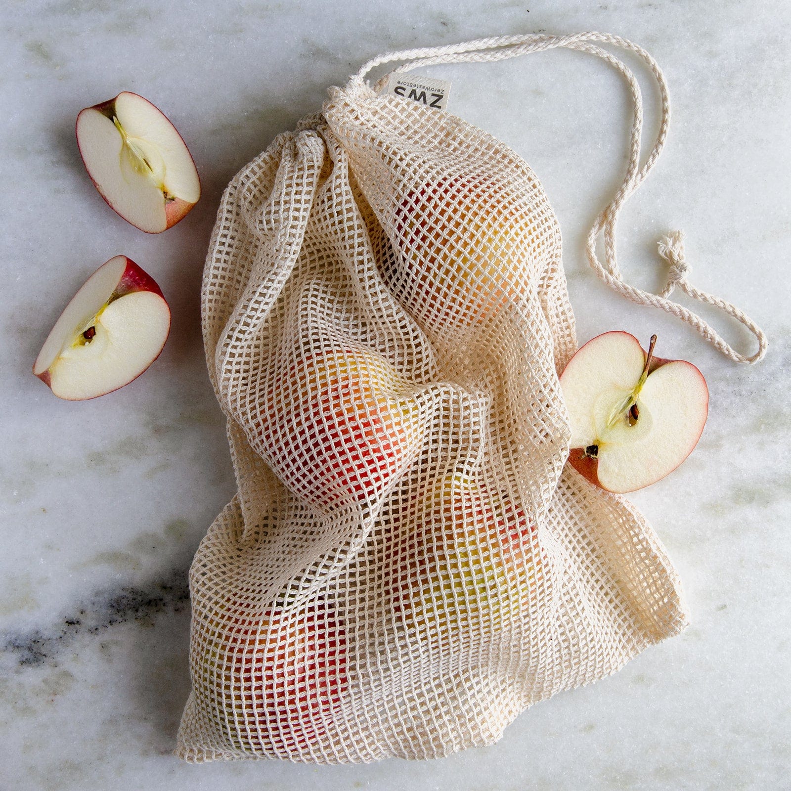 Mesh Produce Bag – Organic Cotton Net Bags for Fruits &amp; Veggies | Reusable, Plastic-Free &amp; Grocery Essential