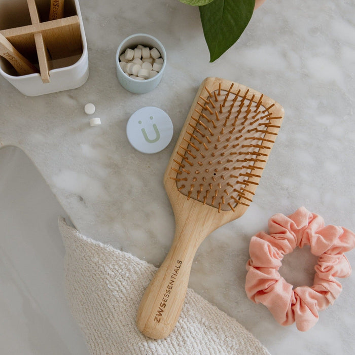 Bamboo Hair Brush – 100% Bamboo, Plastic-Free, Compostable | Eco-Friendly Paddle Hair Brush