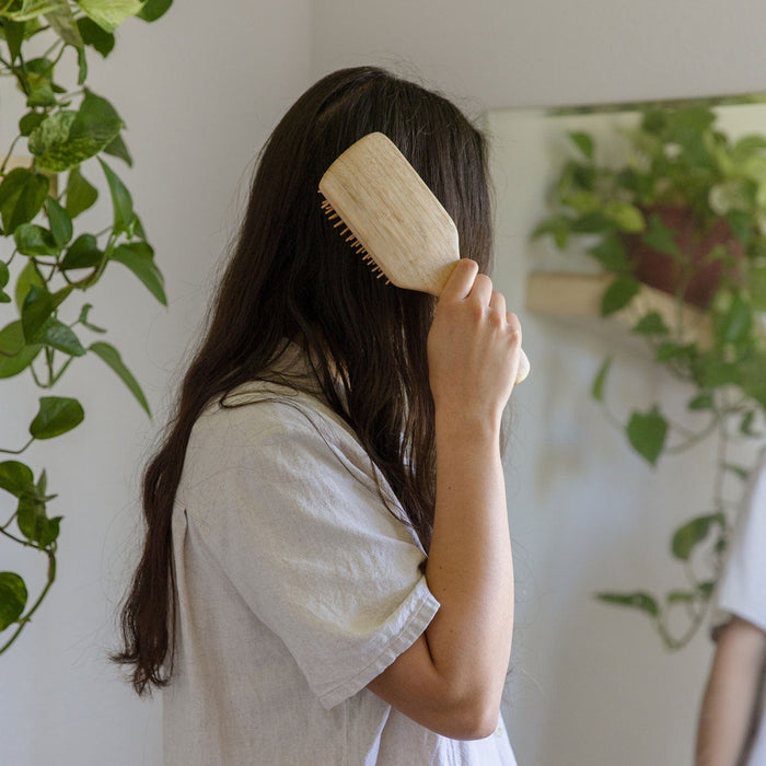 Bamboo Hair Brush – 100% Bamboo, Plastic-Free, Compostable | Eco-Friendly Paddle Hair Brush
