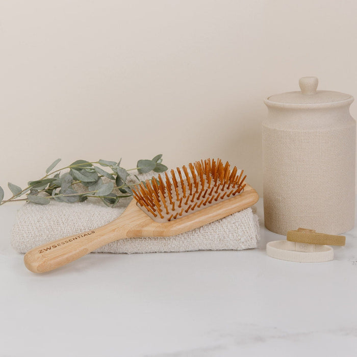 Bamboo Hair Brush – 100% Bamboo, Plastic-Free, Compostable | Eco-Friendly Paddle Hair Brush