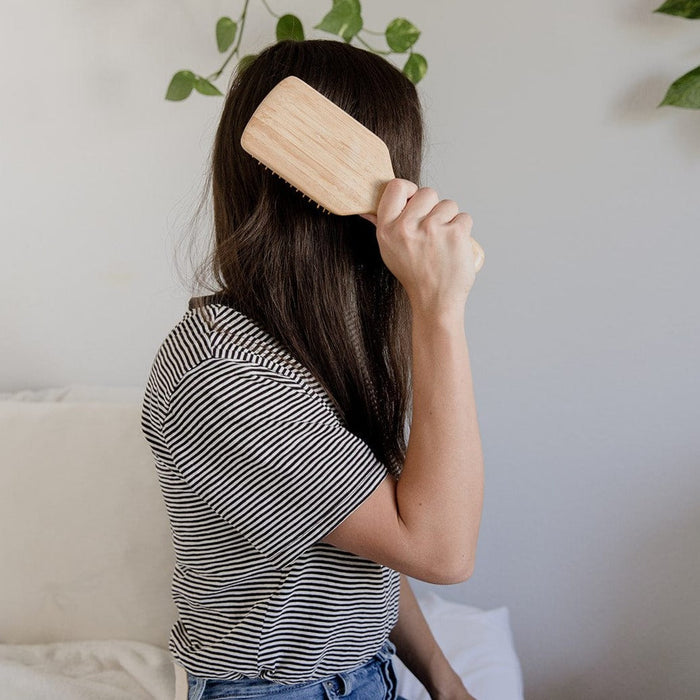 Bamboo Hair Brush – 100% Bamboo, Plastic-Free, Compostable | Eco-Friendly Paddle Hair Brush