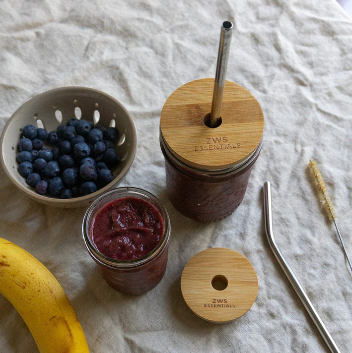 Bamboo Mason Jar Lid – Reusable Snap-On Lid with Straw Hole | Plastic-Free, Sustainable & Drinkware