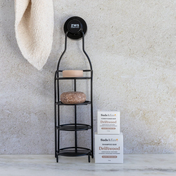 Shower Tower Bundle – Stainless Steel 4-Tier Holder with Shampoo & Conditioner Bars | Plastic-Free, Zero Waste Bath Storage