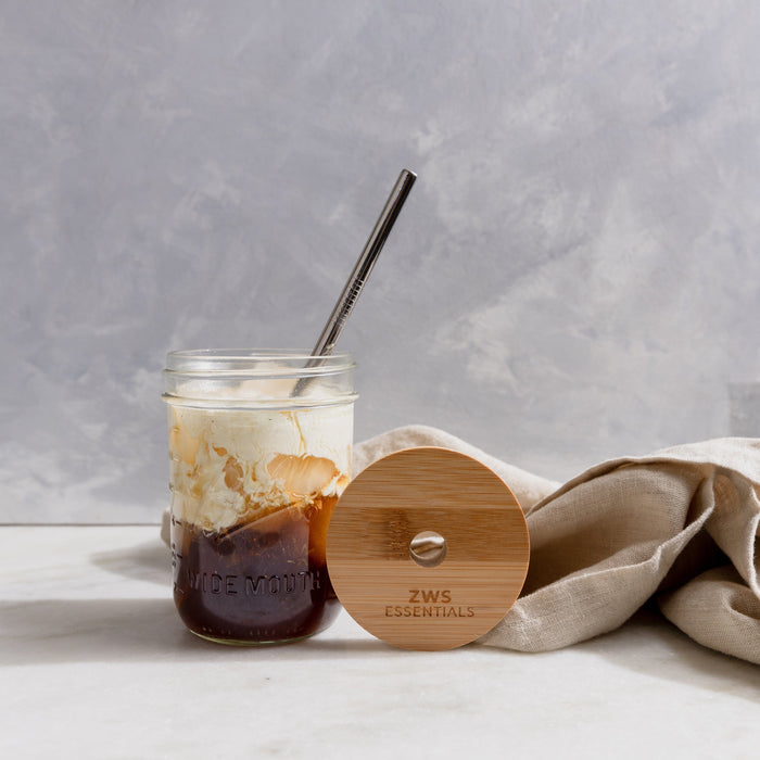 Mason Jar Kit – 16oz Glass Jar with Bamboo Lid & Stainless Steel Straw | Plastic-Free Reusable Drinkware Set