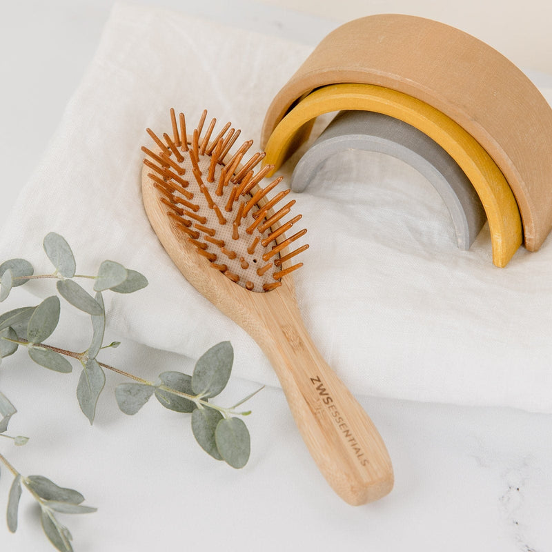 Mini Bamboo Hair Brush – 100% Bamboo, Plastic-Free & Compostable | Travel Hair Brush