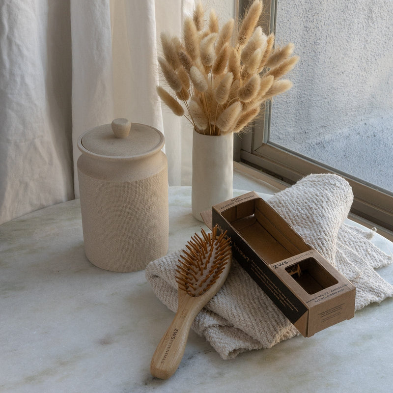 Mini Bamboo Hair Brush – 100% Bamboo, Plastic-Free & Compostable | Travel Hair Brush