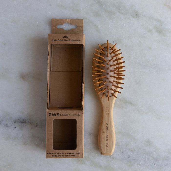 Mini Bamboo Hair Brush – 100% Bamboo, Plastic-Free & Compostable | Travel Hair Brush