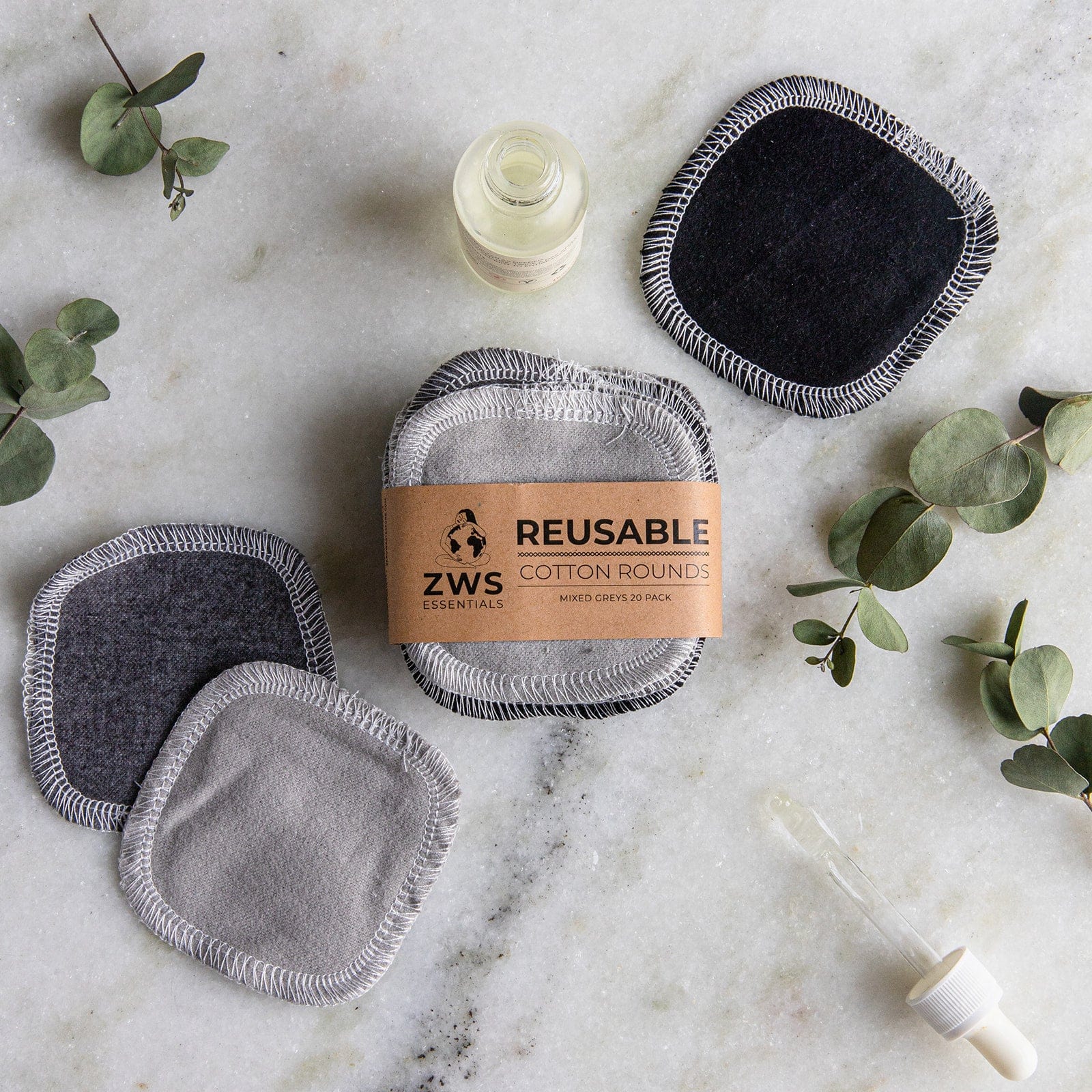 Reusable Cotton Rounds – 100% Organic, Plastic-Free Facial Pads | Makeup Remover &amp; Toner Pads (20 Pack)