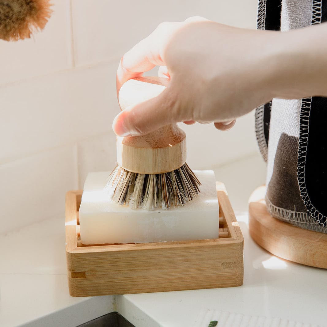 Pot Scrubber – Bamboo &amp; Plant Fiber Brush | Plastic-Free, Compostable &amp; Kitchen Cleaning Tool